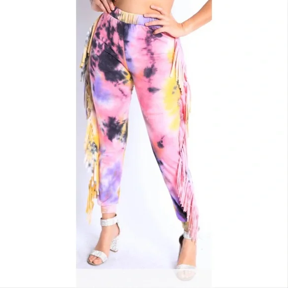 💘 Tye Dye Fringe Joggers 💘 - Picture 2 of 6